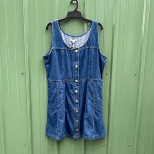 Women's Sleeveless Denim Paneled Chambray Mini Dress Size XL